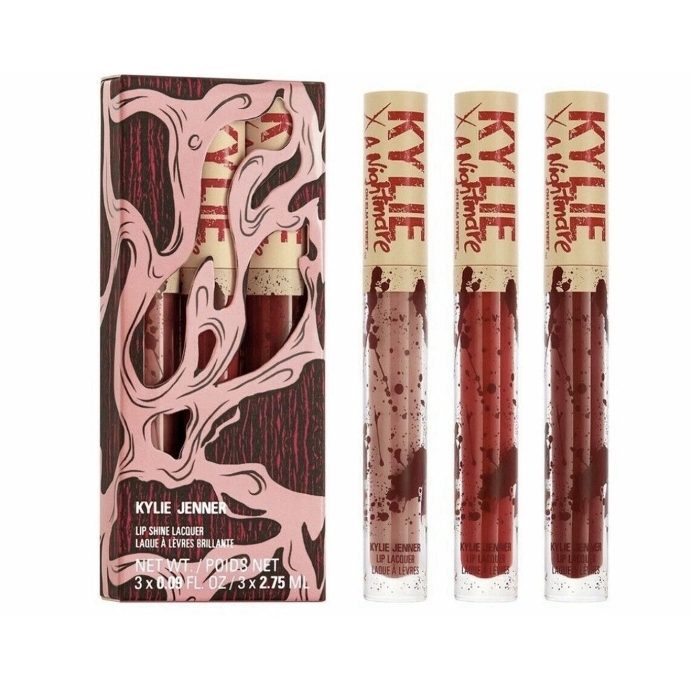 Kylie X A Nightmare On Elm Street Lip Shine Lacquer Trio 3pc Set. NIB
